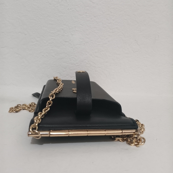 Thacker Black Nora Phone Crossbody Purse Gold Chain - Picture 10 of 12